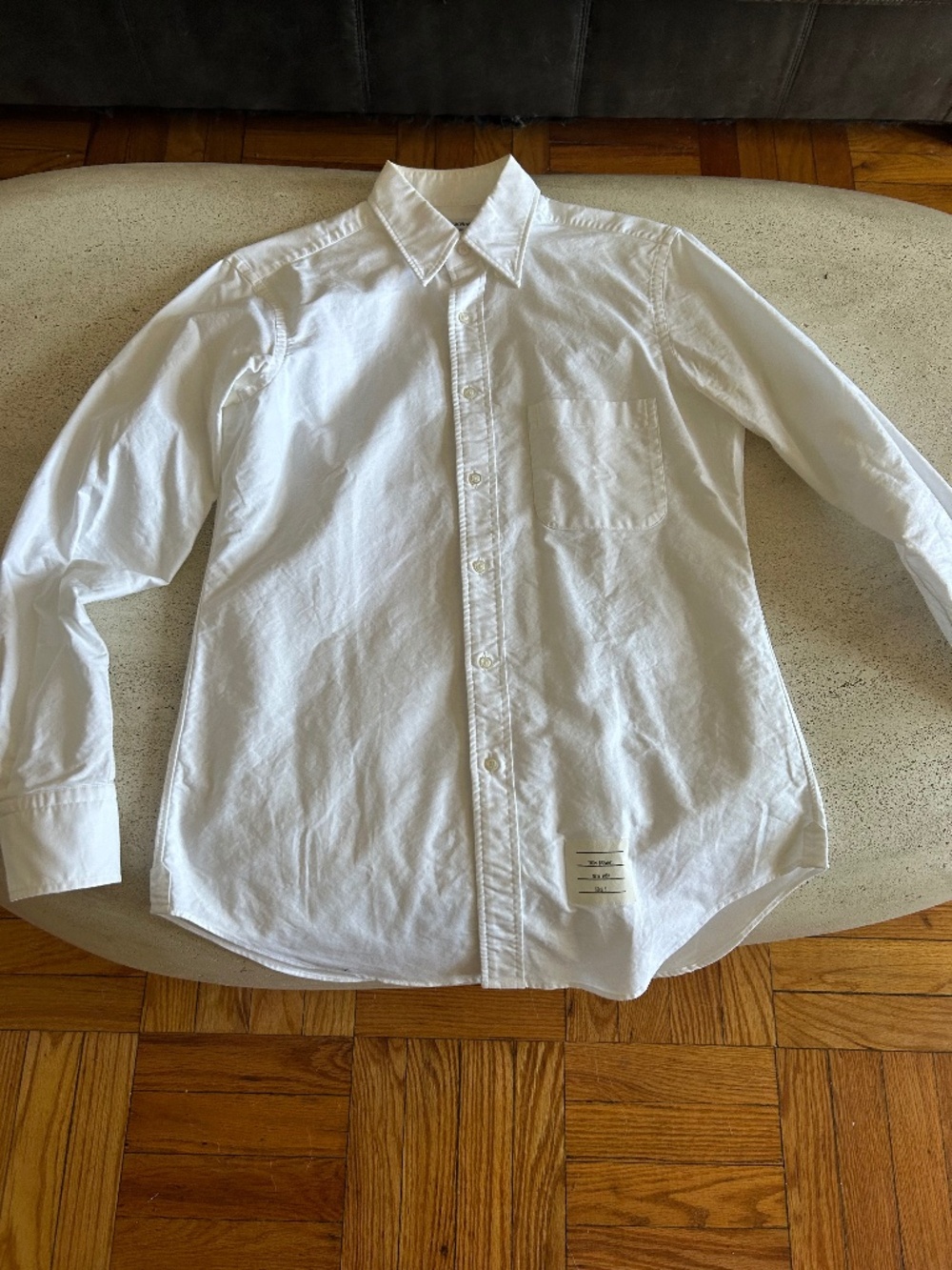 Thom Browne men white Oxford dress shirt like new size 3 L Large